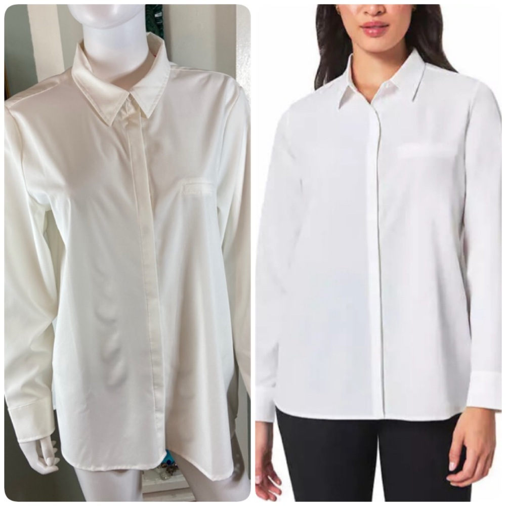 New NWT Modern Ambition White Button-Up Shirt Delightfully Technical Traveler L